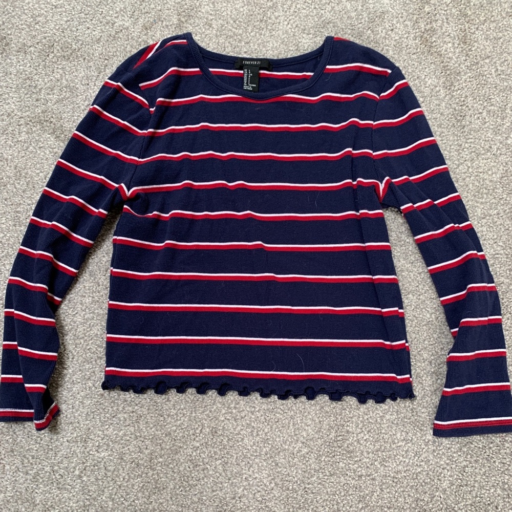Forever 21 striped long sleeve with ruffle lining